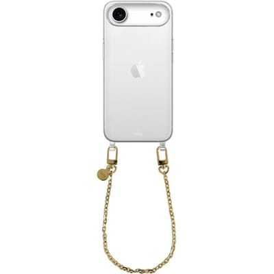 xoxo Wildhearts siliconen hoesje - Geschikt voor iPhone 17 Air hoesje - Dreamy - Telefoonhoesje - Hoesje met koord - Gouden ketting - kort telefoonkoord - Transparant hoesje (korte variant)
