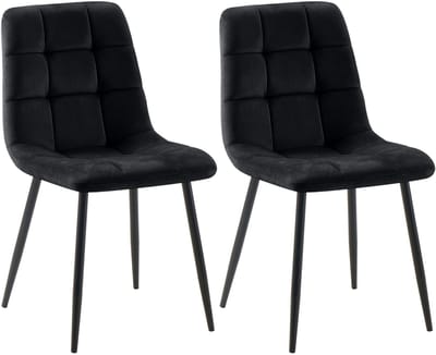 CLP Tilde Set van 2 eetkamerstoelen - Zonder armleuning - Industrieel - Fluweel/zwart