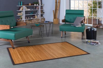 DE-COmmerce Bamboo carpet SENSUAL Bamboo mat anti-slip back rug runner with edge 200x250cm
