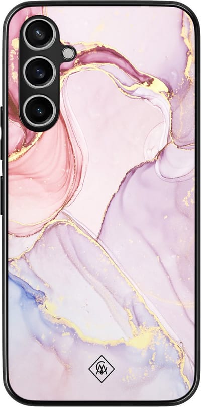 Casimoda® hoesje - Geschikt voor Samsung Galaxy A54 - Marmer roze paars - Zwart TPU Backcover - Marmer - Paars