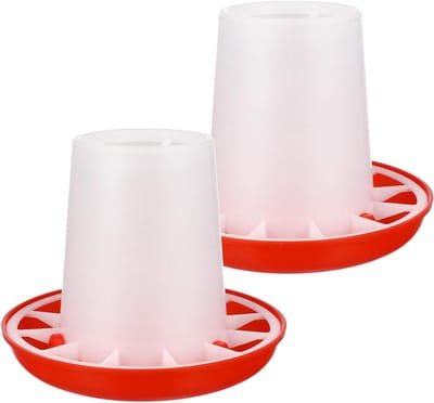 Kippenvoerbak - Pluimvee Voerbak - Voederen van Pluimvee - Veerbelaste Drinktuit - 2 Stuks - Wit