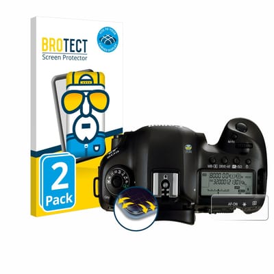 BROTECT - Screenprotector voor Canon EOS 5D Mark IV (Schouderdisplay) - Folie Beschermfolie transparant volledig dekking - 2 Stuks