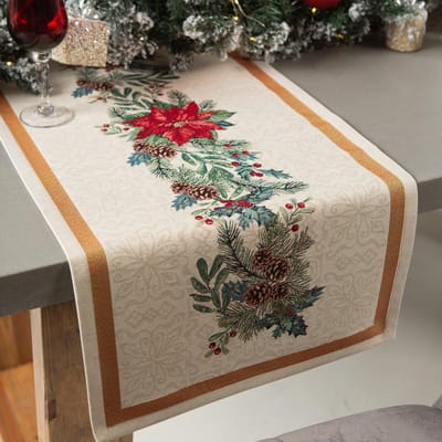 Kerst Tafelkleed - Tafeldecoratie - Feestelijke Dagen - Gobelin Weving - 140 x 140 cm - Multicolor