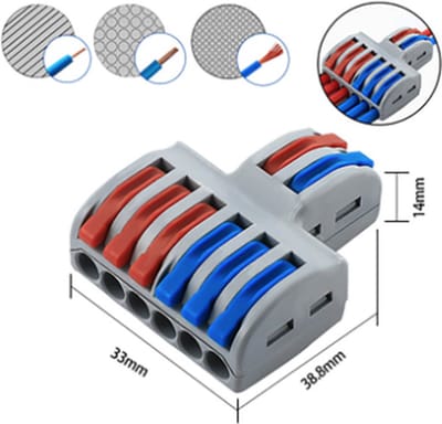 Lasklem - kabel Verbinding connector - duo - 2/6 polig - 32A -400V Rood-Blauw SPL-62 5-stuks