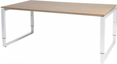 Vergadertafel - Verstelbaar - 180x100 Havana Kersen - wit frame