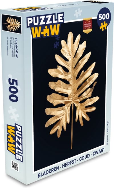 Puzzel Bladeren - Herfst - Goud - Zwart - Natuur - Luxe - Legpuzzel - Puzzel 500 stukjes