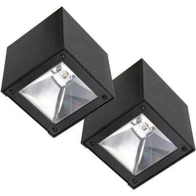 KS Verlichting - Wandlamp - Cube - solar - zwart - set van 2 - vierkant - solar tuinverlichting - modern - zonneenergie buitenverlichting