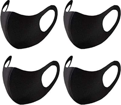 4x FASHION Mondkapje - ZWART - Mondmasker - Wasbaar - Mondkapjes - Black - Facemask - Mouth mask - Herbruikbaar - Adembescherming - Mannen, Vrouwen en Kinderen - Bescherming Openbaar Vervoer - OV