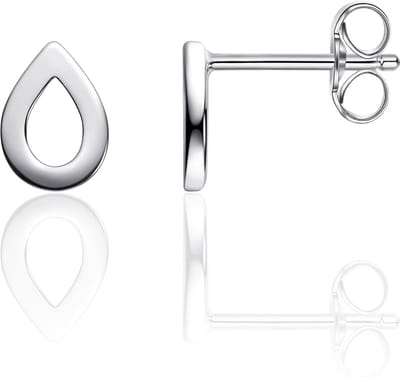 Infinitois - I05E004 - Oorbellen - Oorstekers Blaadje open Glad - 8mm x 6mm - Gerhodineerd Zilver 925