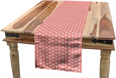 ABAKUHAUS Tafelloper Koraal – rechthoekig 40x180 cm – wit/koraalrood