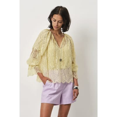 Dante6 Zilan Boho Detailed Lace Top Limoncello Größe: 34 | Longsleeves Outlet | Damen