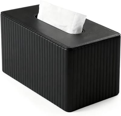 Elegante Opbergdoos van PU Leer voor Handdoeken en Servetten - Perfect voor Badkamer, Keuken en Kantoor - Stijlvolle en Ruimtelijke Oplossing in Zwart