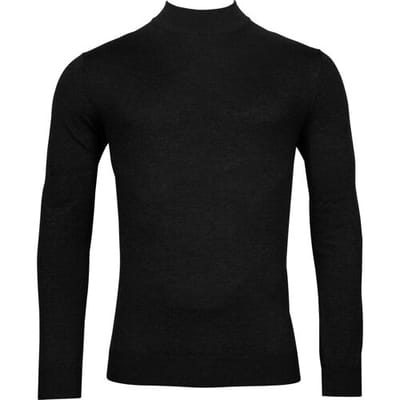 Thomas Maine Trui Uni Color Turtleneck Single Knit Merino Zwart / male