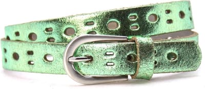 Kinderriem meisje 20430 Fashion riem perfo metallic - green - maat 65 - Totale lengte circa 80cm