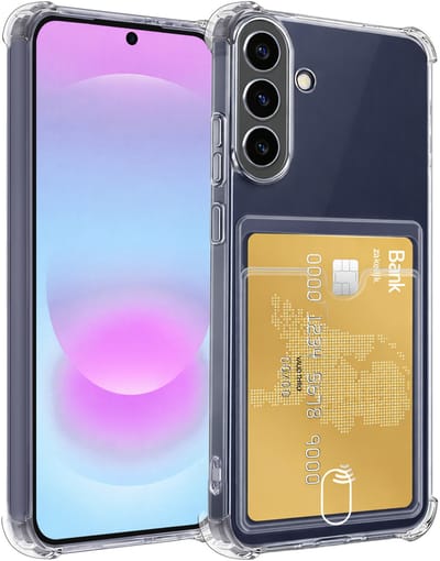 Hoesje - Geschikt voor Samsung Galaxy A37 - Met Pashouder en Kaarthouder - Telefoon Hoes Shockproof - Siliconen Case - Shock Proof - Back Cover - Pasjes Houder - Telefoonhoes - Transparant