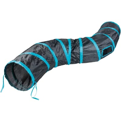 Duvoplus - Speelgoed Voor Dieren - Kat - Speeltunnel Mini 50x25cm Blauw/zwart - 1st
