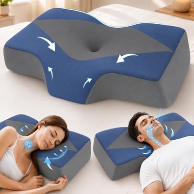 Dailygoods- Hoofdkussen ergonomisch - Orthopedisch nekkussen - Traagschuim - 2 hoogtes - Wasbare overtrek - Ontlasting voor nek en schouders - Neksteun