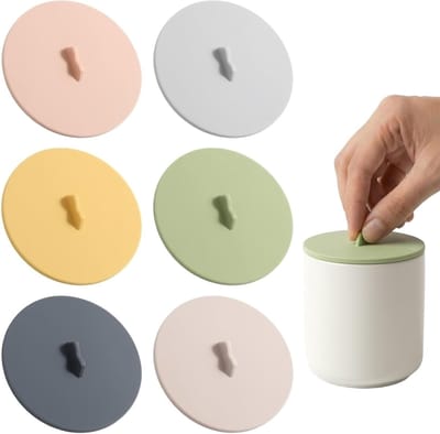 Set van 6 Siliconen Deksel, Universele Deksel voor Drinkglazen, Lekvrije en Stofdichte Deksel voor Bekers, Voedselveilige Siliconen (10cm, 6 Kleuren)