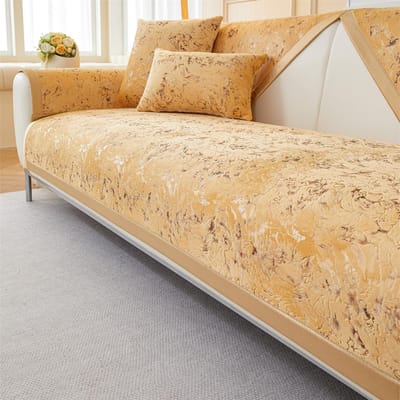 Geprint Velvet met Marmerlijnen Antislip Bankovertrek voor Woonkamer Bankhanddoek Wasbaar Verwijderbaar Alle Seizoenen Bankhoezen 70*70cm