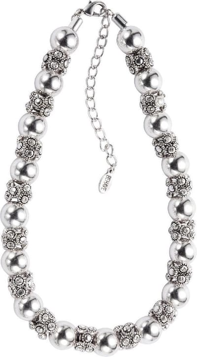 Behave - Ketting met zilverkleurige kralen en decoratieve kralen met steentjes - Trendy sieraden - Nikkelvrij - 40 cm + 8 cm verlengketting