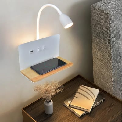 Milova Bedlampje - Nachtkastlampje - Leeslamp - Wandlamp met USB - Nachtverlichting - LED - Wit