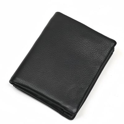 Herenportemonnee - Echt leer - Verticaal frame - Meerdere kaartsleuven - Vintage stijl - 9*11*2 cm - Zwart - 1 stuk
