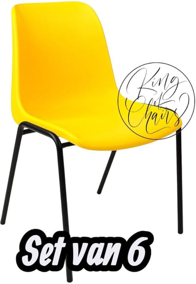 Kantinestoel Helene Geel -set van 6- zwart onderstel kantinestoel stapelstoel kuipstoel vergaderstoel tuinstoel kantine stoel stapel stoel tuin stoel kantinestoelen stapelstoelen kuipstoelen arenastoel schoolstoel bezoekersstoel Everardo