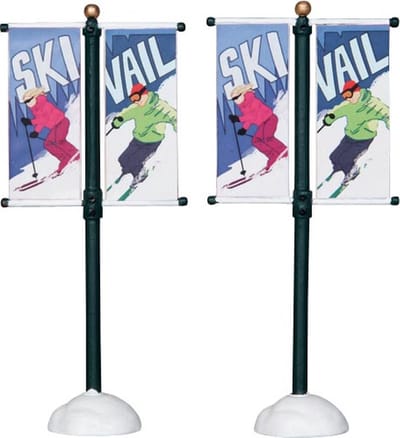 Lemax - Street Pole Banner -  Set Of 2 - Kersthuisjes & Kerstdorpen