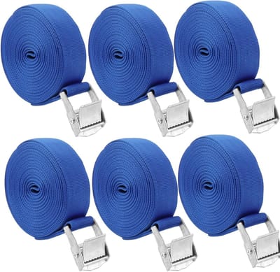 6 Stuks 5m x 25mm Verstelbare Heavy Duty Spanbanden, Sterke Lashing Straps voor Fietsendrager, Vrachtwagen en Bagage