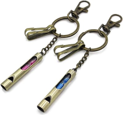 Noodfluit met Sleutelhanger - Vintage Koper Fluit voor Overleven, Kamperen, Wandelen, Vissen en Jagen - Set van 2 Fluiten