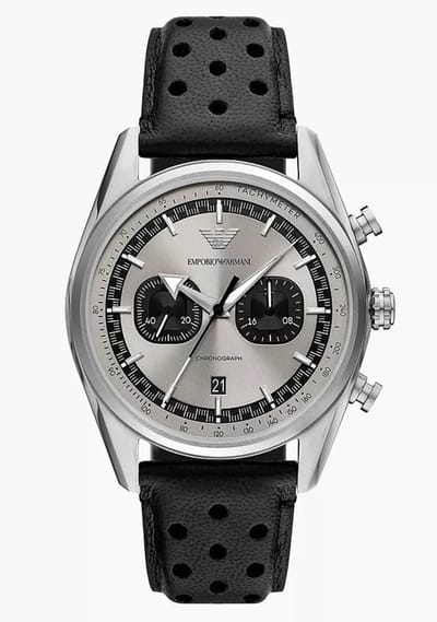 Emporio Armani Racer AR11677 Horloge - Leer - Zwart - Ø 42 mm