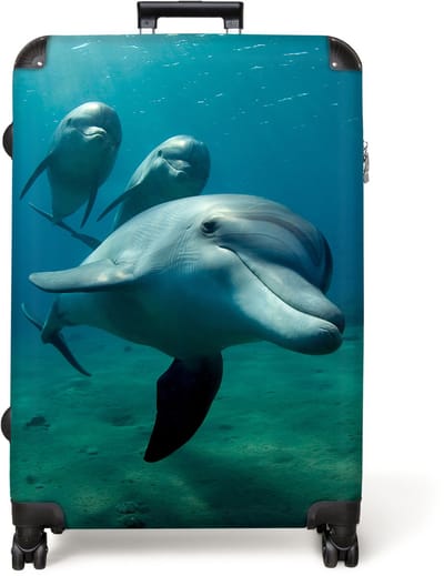 NoBoringSuitcases.com® - Koffer groot - Reiskoffer lichtgewicht - Dolfijn - Zeedieren - Onderwater - Kinderen - Rolkoffer met 4 wielen - Grote trolley XL - 98 liter bagage