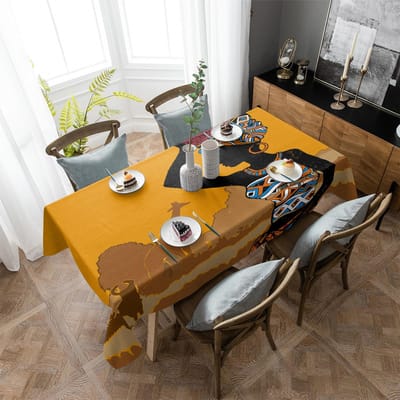 Afrikaanse Zwarte Vrouw Giraffe Tafelkleed Vakantie Decor Waterdichte Rechthoekige Tafelkleden Bruiloftsdecor Tafelkleed 137x137cm Tablecloth