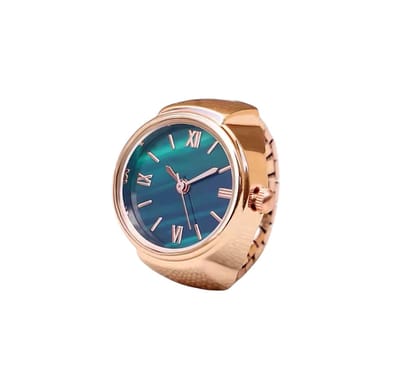 Vinger Ring Horloge - Finger Watch - Vingerhorloge - Rosé en Groen - Ring