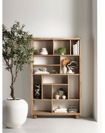 MUST Living Bookcase Don,195x120x35 cm, extreme rustic teakwood