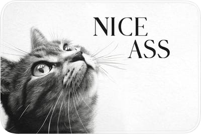 Badmat 90x60 cm - Antislip - Katten - Nice ass - Quote - Zwart wit - Spreuken - Badmatten voor badkamer - Badkamermat - Douchemat - Badkamer mat