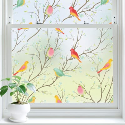 Crrynuo - Vensterfolie - Ondoorzichtig Privacy Folie - 44.5X200Cm - Vogels Patroon - Anti-UV - Statisch - Zonder Lijm