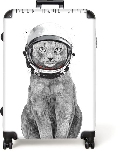 NoBoringSuitcases.com® - Koffer groot - Reiskoffer lichtgewicht - Quote - Kat - Astronaut - Dieren - Rolkoffer met 4 wielen - Grote trolley XL - 98 liter bagage