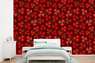 Behang - Fotobehang Patroon - Klaver - Rood - Breedte 360 cm x hoogte 240 cm