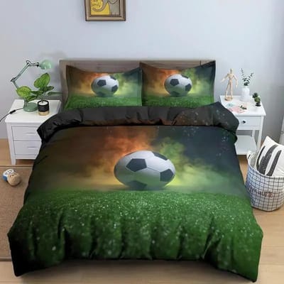 3D Voetbal Beddengoed Set Voetbal Dekbedovertrek Kussensloop Polyester Dekbedovertrek King Queen Full Double Bal Sport Quilt Cover 200X200cm-3pcs