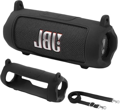 Siliconen hoes voor draadloze Bluetooth speaker met afneembare schouderriem - Bescherming en stijl voor JBL Flip 7 (Zwart)