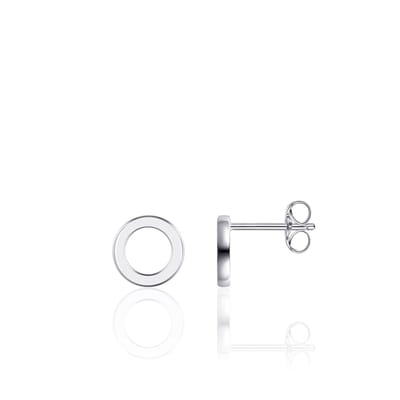 Gisser Jewels - Oorbellen - Oorstekers Cirkel open Glad - 9mmØ - Gerhodineerd Zilver 925
