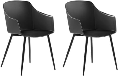 FONDA - Eetkamerstoel - Zwart - Synthetisch materiaal