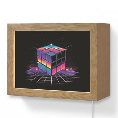 Wandlamp 20x15 cm - Oplaadbaar - Kubus - Kleurrijk - Raster - Wandlampen binnen woonkamer - Slaapkamer lamp met kabel - Decoratieve nachtlamp - Vloerlamp snoer
