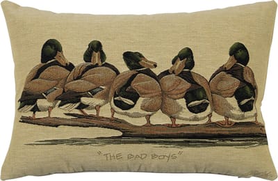 gobelin kussen eenden bruin bad boys 30x45cm