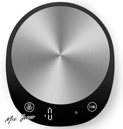 Mrs. Jones Elektronische Keukenweegschaal Zwart Professioneel Wegen Gram en Ounce met Nauwkeurigheid van 1g/01oz Gewichtsverlies Bakken Koken Led-display 10kg/22lb .