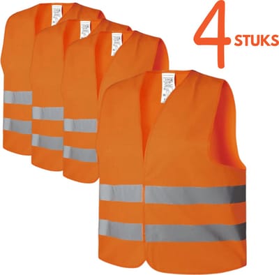 Veiligheidshesjes 4 stuks Oranje - Veiligheidsvest familiepak - Veiligheidshesje