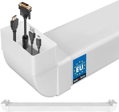 KOTARBAU® Kabelgoot, Kabelkanaal, PVC, 110 x 55 mm, 162 cm Lang, kabelgoot muur, Wit, Onzichtbare Kabeldoorvoer, Kabelafdekking