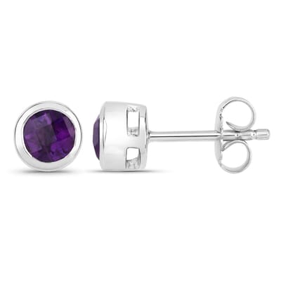 Vira Jewels Ohrstecker 925-Sterling Silber rhodiniert glänzend Amethyst violett rund