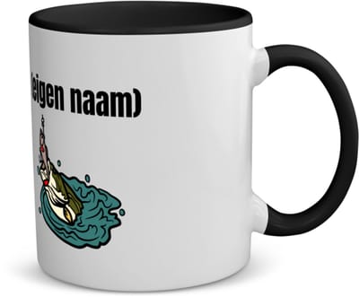 Akyol - vis met eigen naam koffiemok - theemok - zwart - Vis - vissen liefhebbers - iemand die houdt van vissen - verjaardag - cadeau - kado - geschenk - 350 ML inhoud